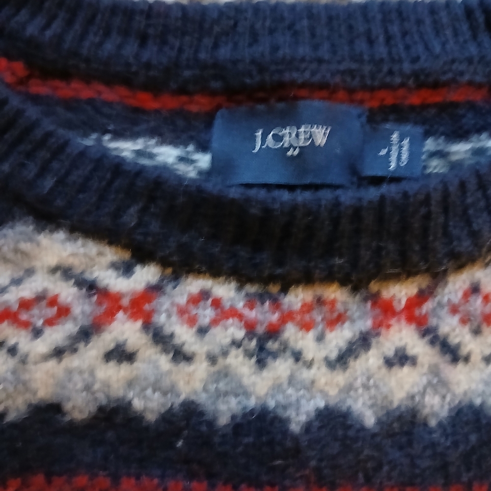 J.CREW 100% LAMBSWOOL Crewneck Fair Isle Sz L - Picture 3 of 9